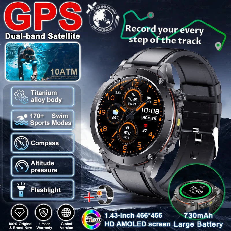 2025 New For HUAWEI IOS Ultra GPS Smart Watch 10ATM Waterproof Built-in Dual-band GNSS Compass Military Sport Men SWIM Bracelet