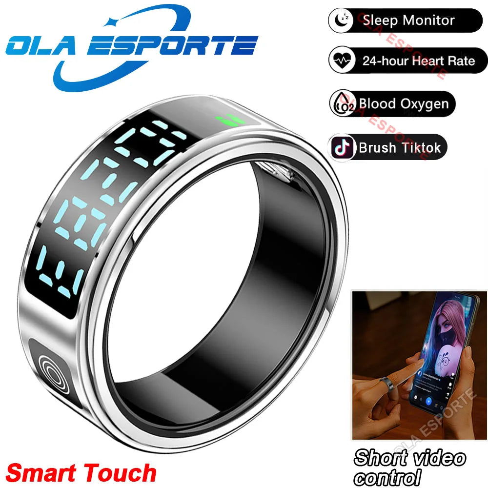 2025 Smart Ring Men Women LED Display Screen Bluetooth Heart Rate Blood Oxygen Monitoring Multi Sports Mode IP68 5ATM Waterproof