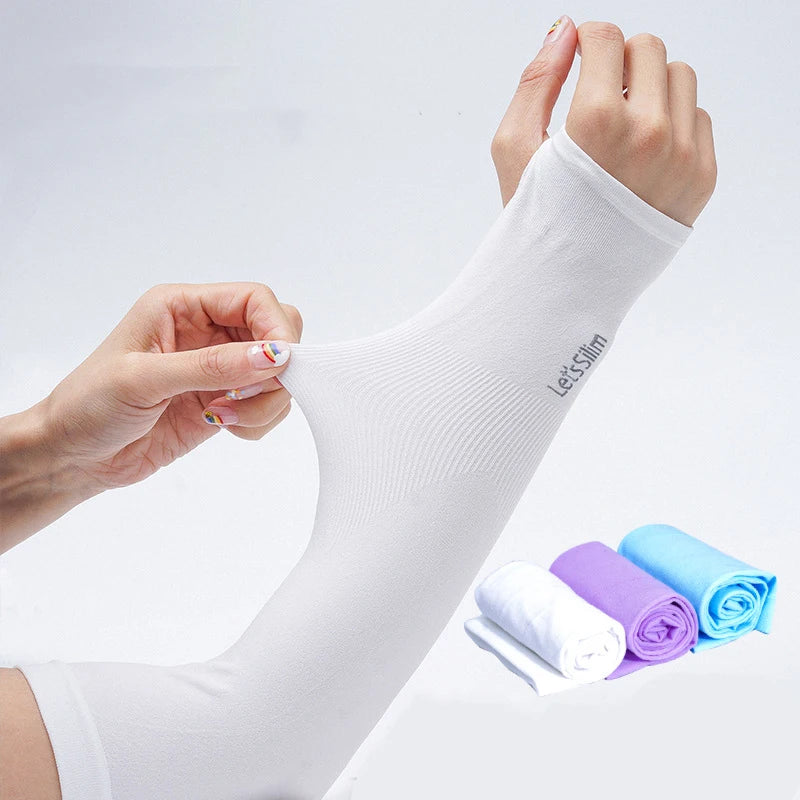 2 Pairs Of Ice Silk Sleeves For Both Men And Women Outdoor Uv Protection Cycling Arm Sun Screen Protection Black Plus White