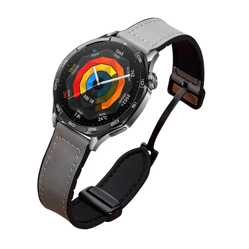 22mm Leather Silicone Strap For Huawei Watch GT 5 Pro GT5 GT4 GT3 GT2 Magnetic Buckle Bracelet For Huawei Watch 4/3 Pro Band