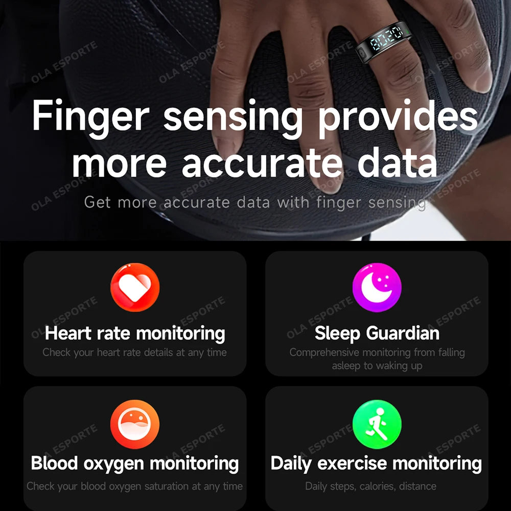 2025 New RS08 Smart Ring 5ATM Waterproof Health Fitness Ring Multi Sport Modes Heart Rate and Blood Oxygen Monitor for Men Women