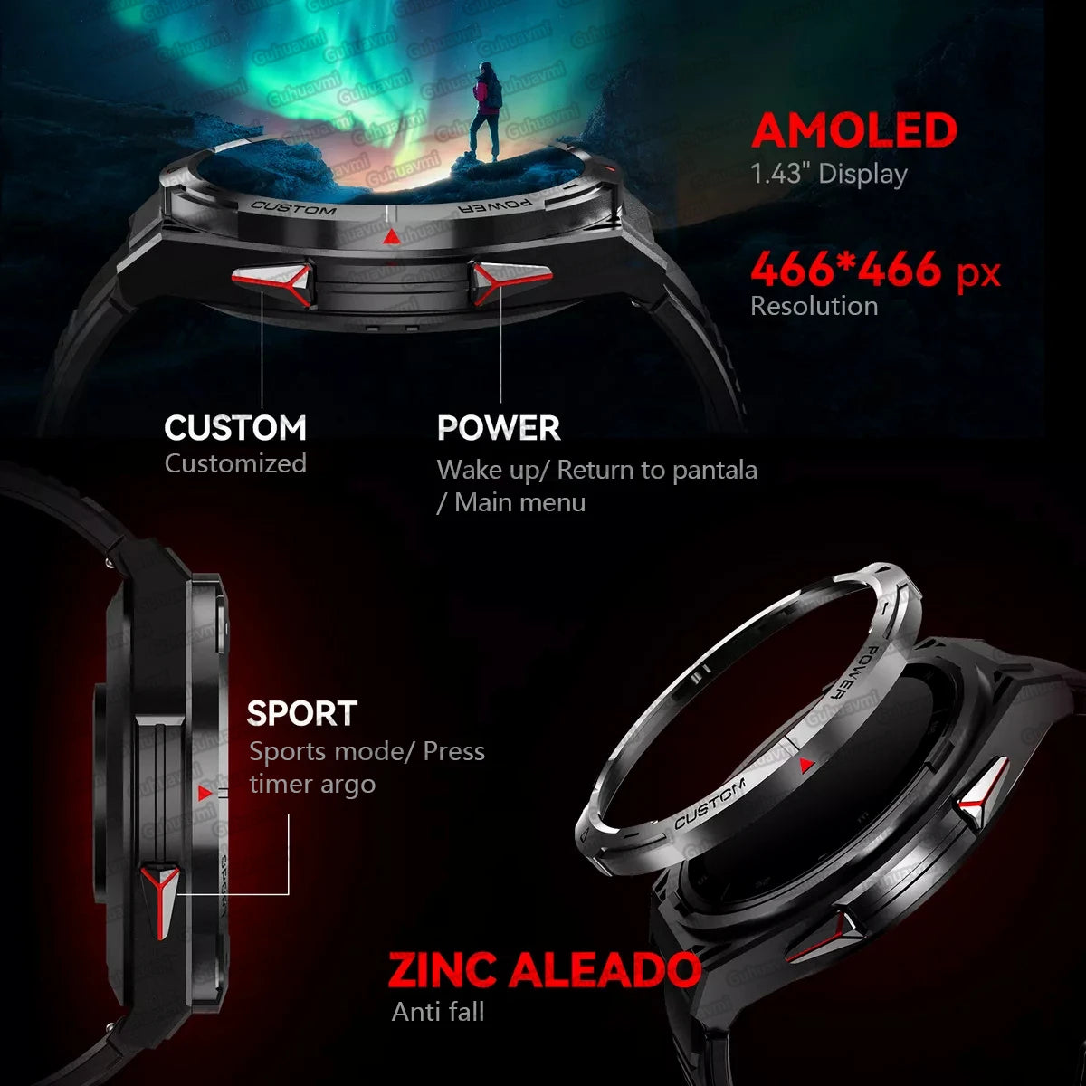 New For Huawei GPS SmartWatch Men 466*466 AMOLED HD 150+Sport Mode Compass BT Call Health Monitor IP69 Waterproof Swimming Watch