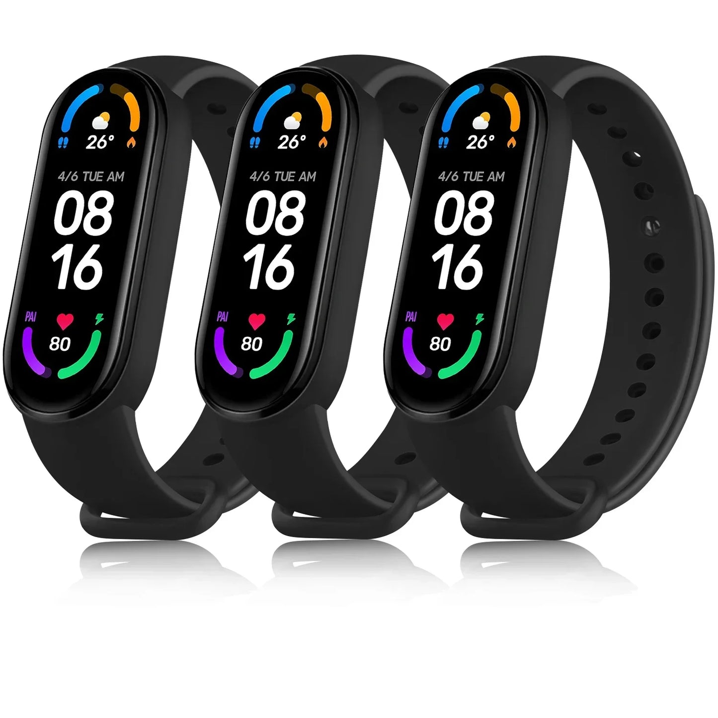 3pcs Soft Silicone Strap For Xiaomi Mi Band 6 5 Amazfit Band 5 Bracelet watch Sport Waterproof For Mi Band 6 5 Strap Wristband