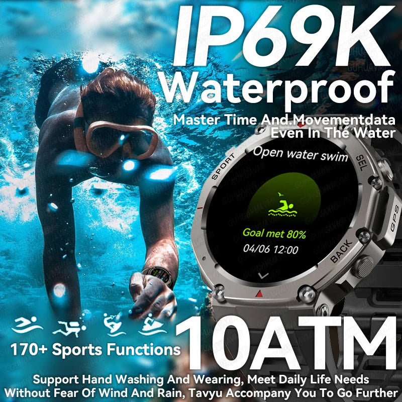 2025 New T-Rex 3 GPS SmartWatch Ultra Men 10ATM IP69K Waterproof Smartwatch Compass Altimeter Barometric Bracelet For HUIAWE IOS