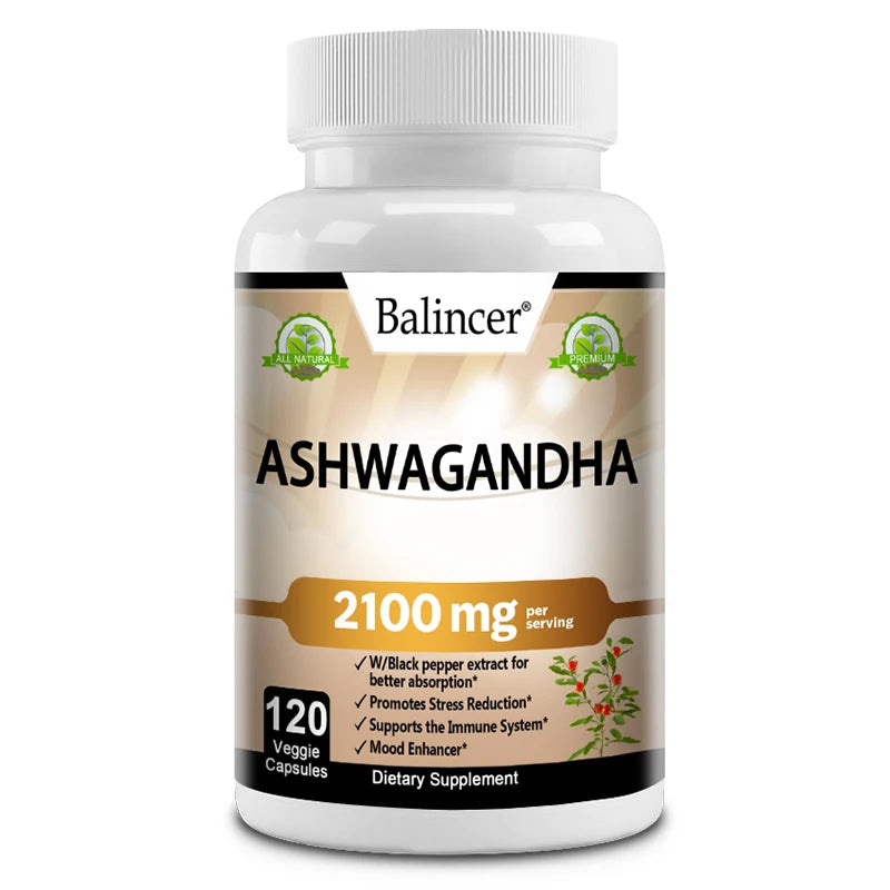 Organic Ashwagandha 2,100 Mg - Stress Relief, Mood Improvement, Immune and Thyroid Support