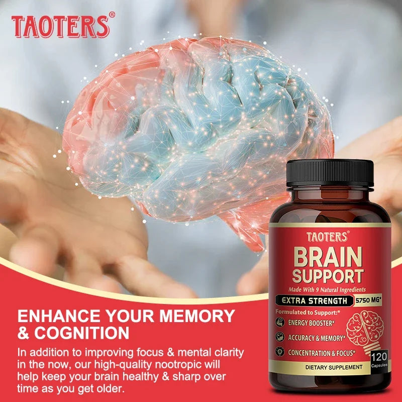 Brain Support Supplement, Helps Memory and Focus, Accuracy and Concentration, Learning Ability, Energy Support