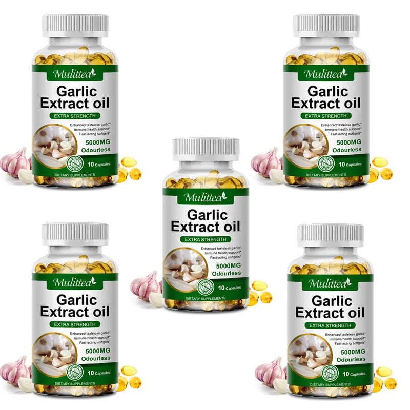 Mulittea Tasteless Garlic Oil Extract Capsules Helps Enhance immunity Cellular Detox for Men and Women