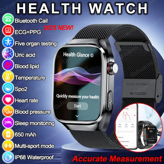 2025 New Health Glance ECG AI Diagnosis Smart Watches Men Heart Rate Blood Pressure IP68 Waterproof Smartwatches For HUAWEI IOS