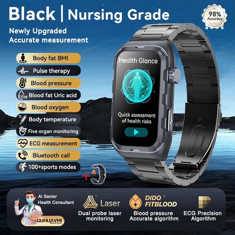 2025 For Xiaomi Nursing level Pulse therapy Health Smartwatch Men ECG+PPG Blood pressure lipid Uric acid Sports Smart Braceles