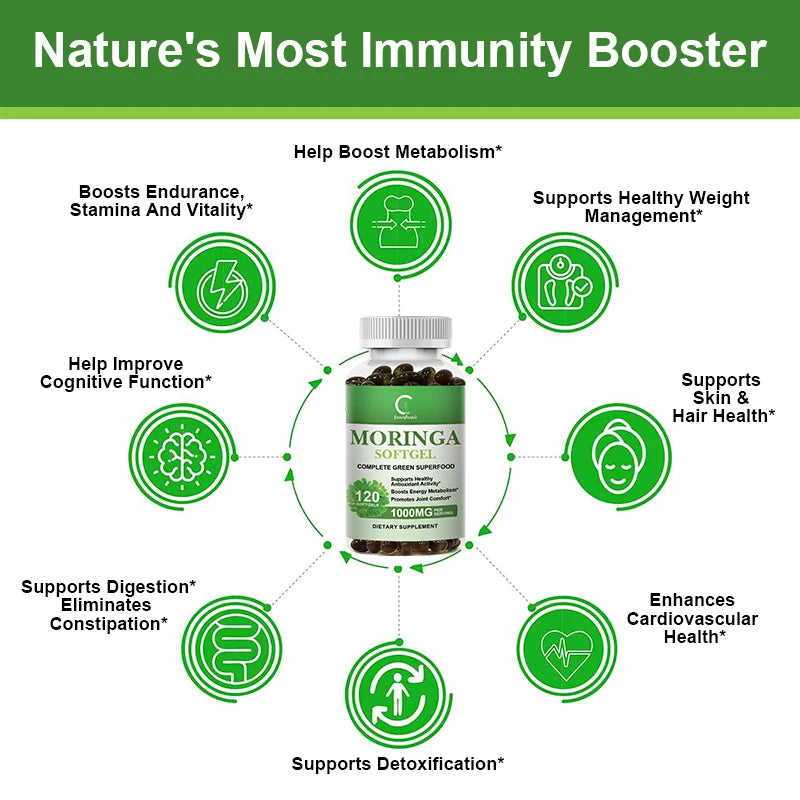 Moringa Capsules -Natural Antioxidant Superfood -Support Energy, Skin Health, Gut Health+ - Essential Vitamins & Amino Acids