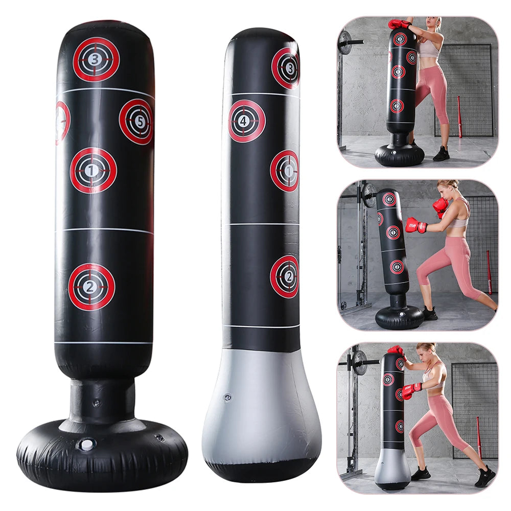 160cm Boxing Punching Bag Inflatable Free-Stand Tumbler Muay Thai Training Pressure Relief Bounce Back Sandbag Kickboxing Bag