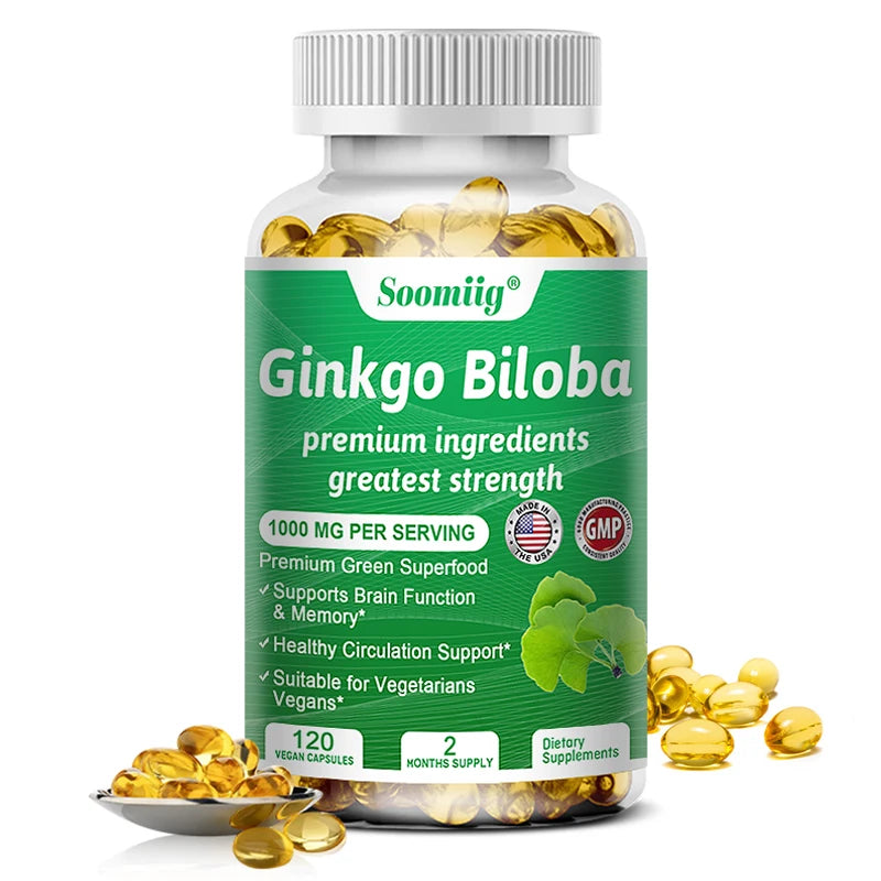 Private Label Ginkgo Biloba Supplements - for brain and mental alertness, boosting energy, mood, endurance, mental health
