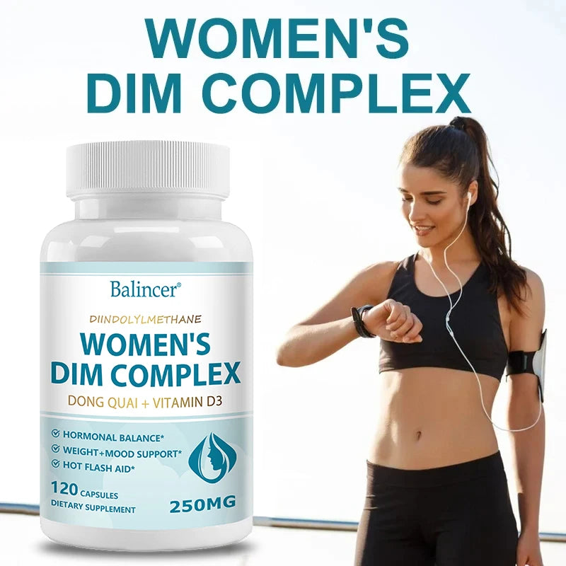 DIM Supplement Complex - 250 mg, Black Pepper, Vitamin D3, Organic Alfalfa & Broccoli Female Hormone Balance, 120 Capsules