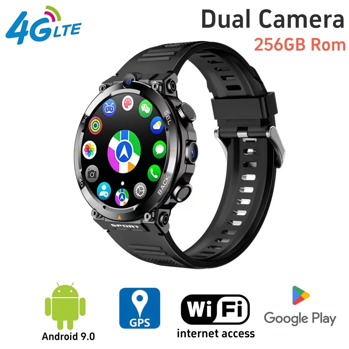 NEW 4G LTE H10 Smartwatch 128GB 500W Dual Camera Video Calls Wifi NFC Door Access 1380mAh Battery Capacity SIM Card Smart Watch