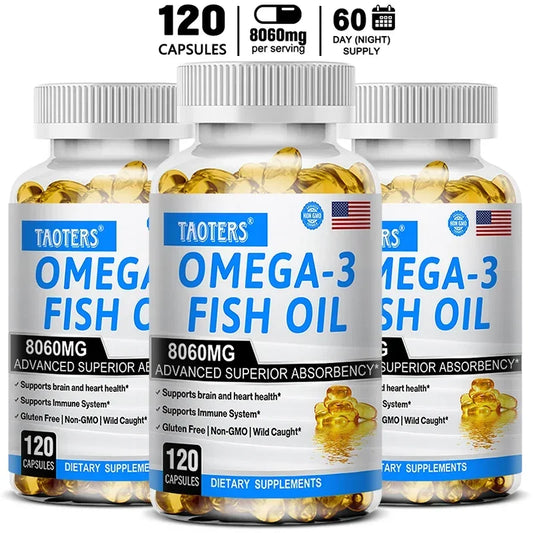 Omega-3 Fish Oil Supplement - Rich in EPA+DHA, Lutein, Supports Heart, Brain & Joint Health, Antioxidant, 120 Capsules