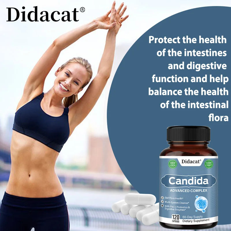 Candida Advanced Complex, Intestinal Supplement, Digestive Support, Constipation, Weight Loss, with Probiotic Digestive Enzymes