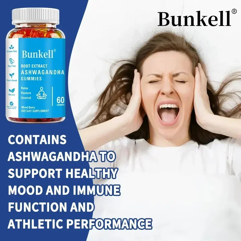 Ashwagandha Gummies - Contains vitamin D3, helps improve sleep, relieve stress and calmness, and boost immunity