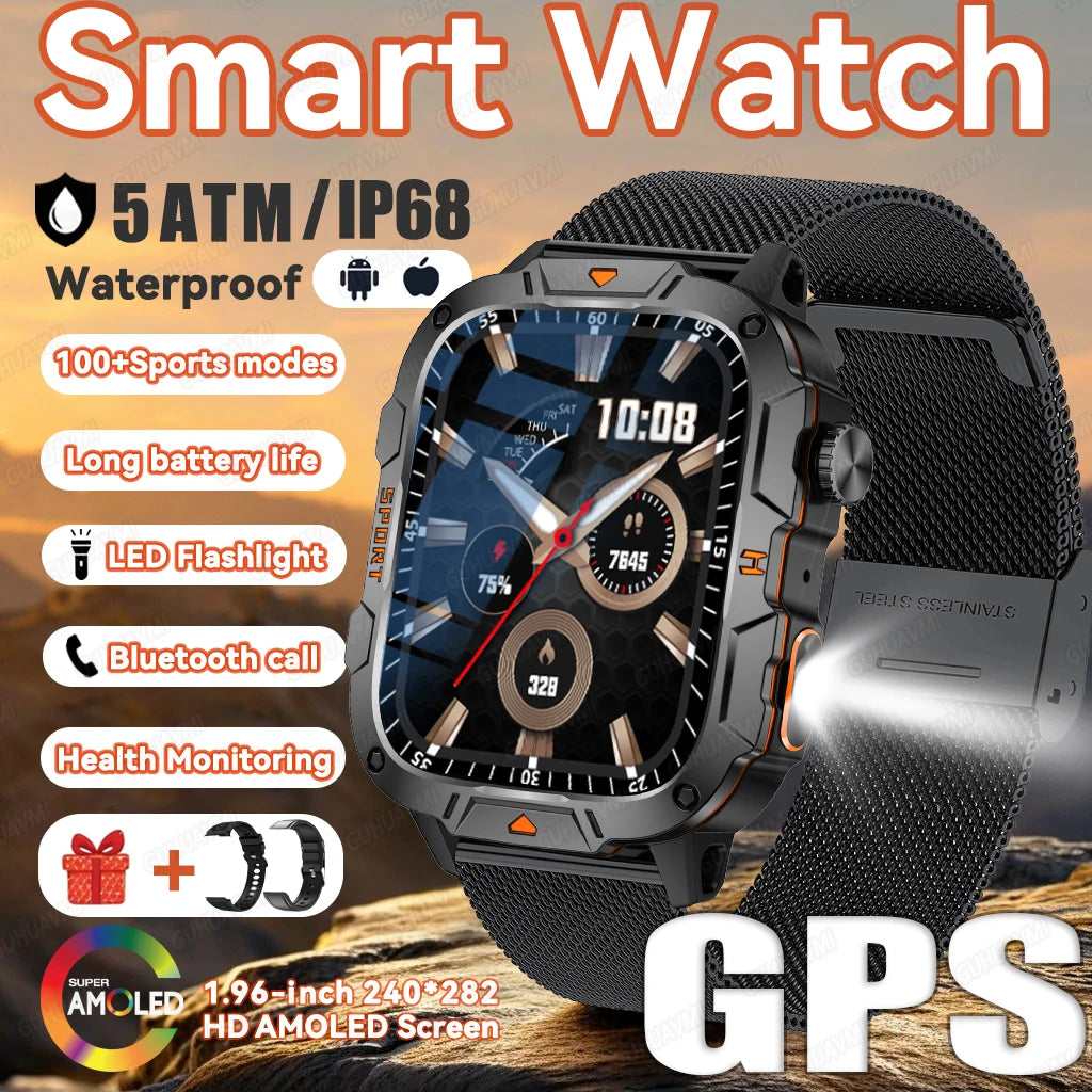 2025 For HUAWEI Ultimate Edition Military Quality GPS SmartWatch 5ATM 1.96'' HD AMOLED Heart Rate Bluetooth Call Man Smart Watch