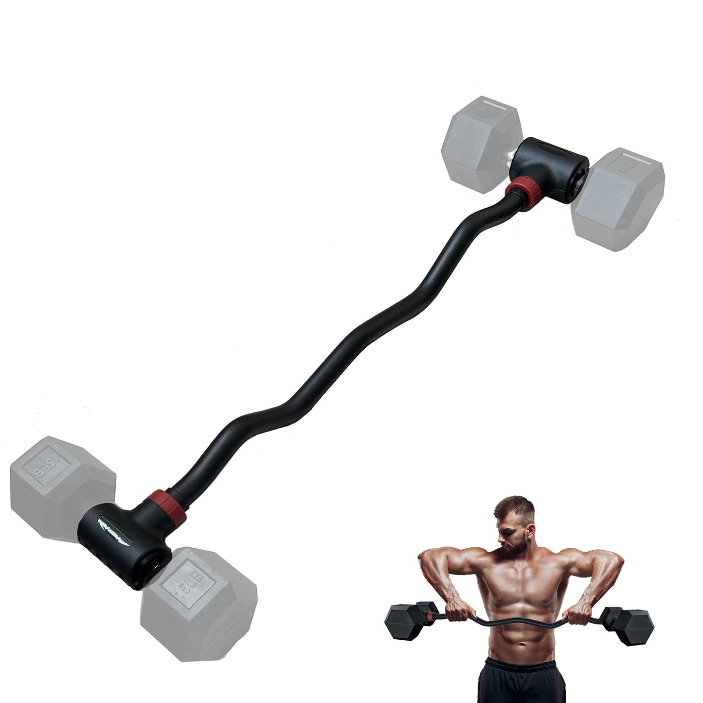 Adjustable Dumbbell Converter to Barbell Set and Kettlebell for Home Fitness Adjustable Up to 200lb Capacity Weight Barbell