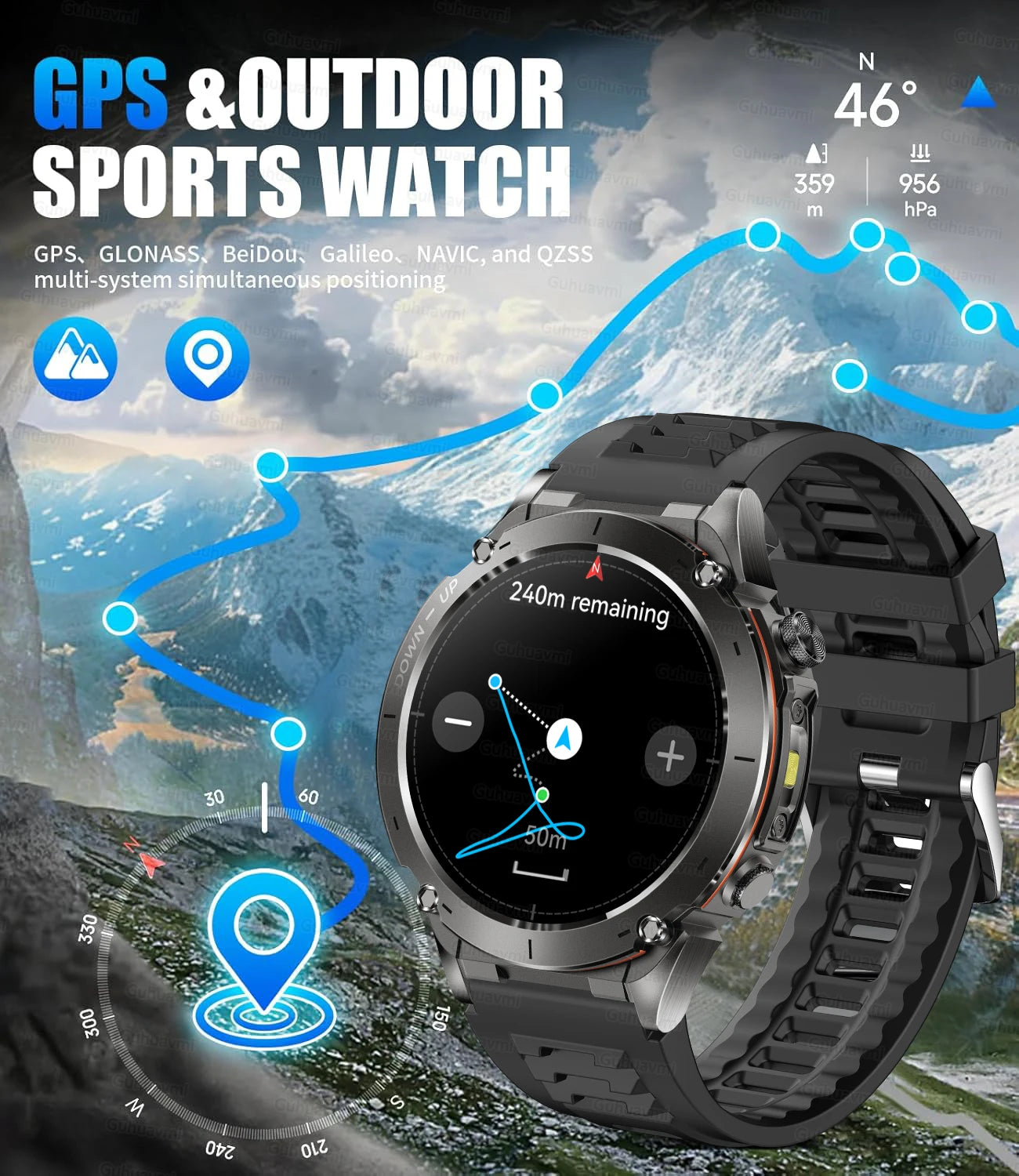 New For HUAWEI Dual-Band Satellite GPS Smartwatch Ultra HD AMOLED Screen Compass 10ATM Waterproof Sports SmartBracelet Men Watch