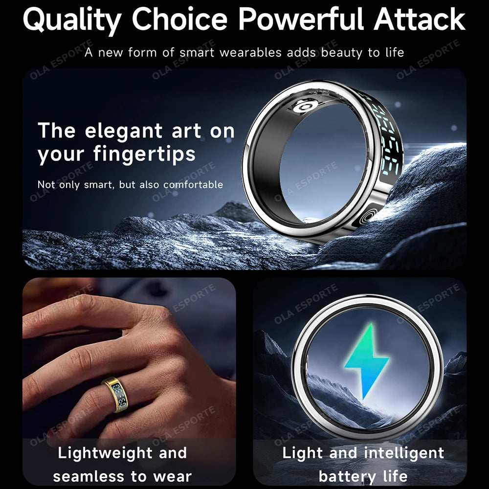 2025 New RS08 Smart Ring 5ATM Waterproof Health Fitness Ring Multi Sport Modes Heart Rate and Blood Oxygen Monitor for Men Women