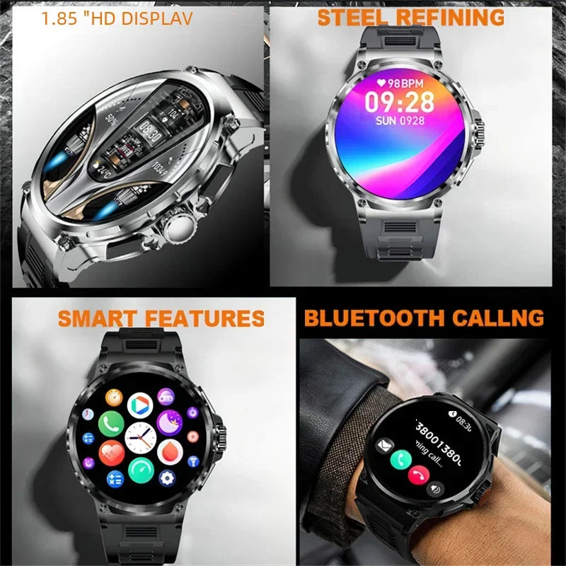 New 710mAh Bluetooth Call Smart Watch Men Sports Fitness Watches  1.85"HD Heart Monitor Waterproof Smartwatch For Android IOS