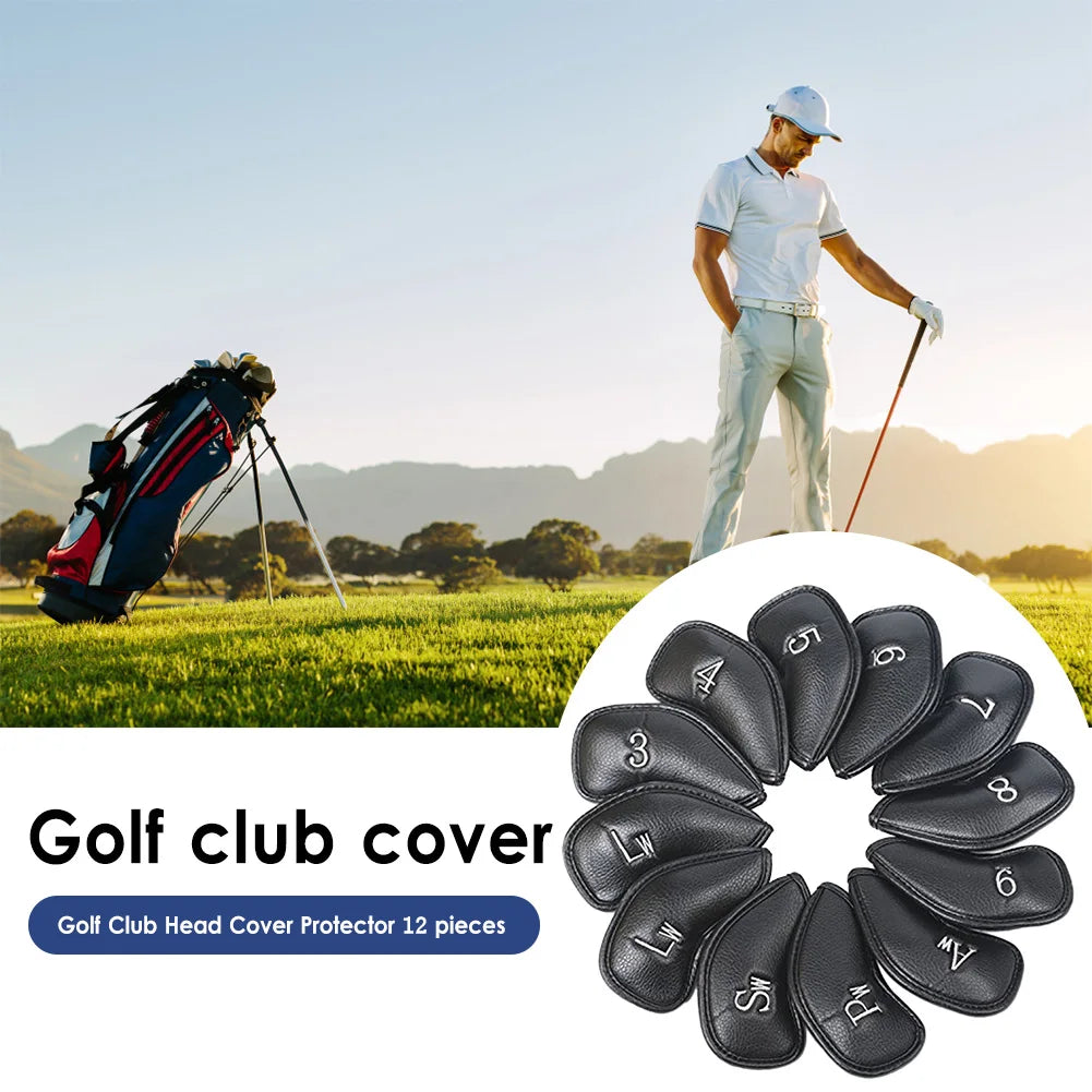 Portable Golf Club Headcovers Set 12Pcs Golf Club Iron Head Covers Waterproof Golf Club Head Protective Covers Golf Accessories