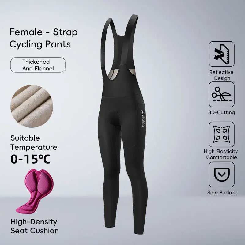 WEST BIKING Thermal Fleece Cycling Bibs Pants Autumn Winter Bicycle Tights Trousers Keep Warm Bike Pad Pants Men Women 0-20°C