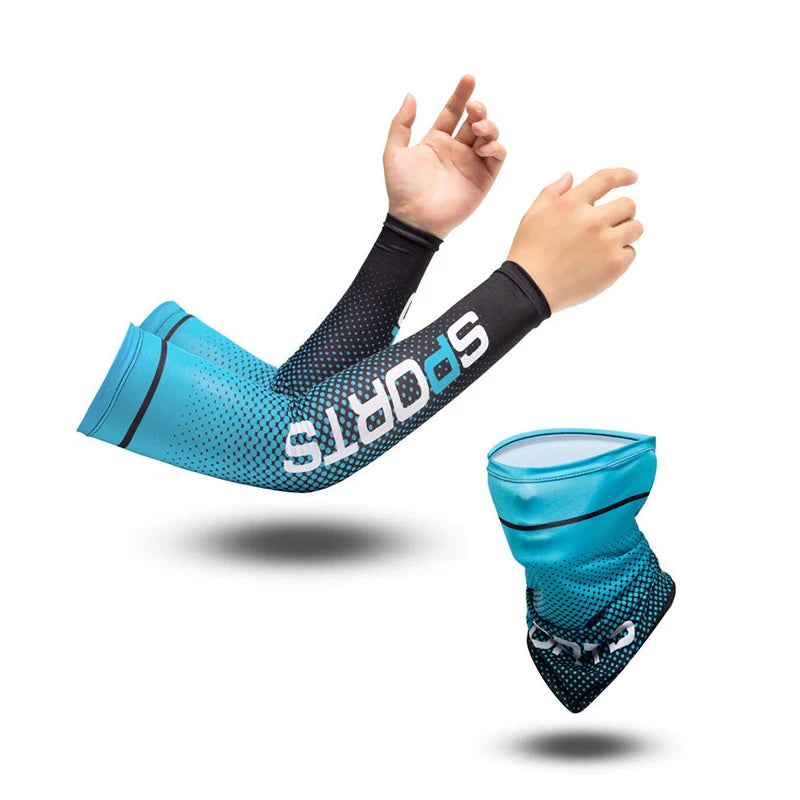 2023New Ice Silk Sleeve Sunscreen Cuff UV Sun Protection Arm Sleeves  Anti-Slip Men Women Long Gloves Outdoor Cool Sport Cycling