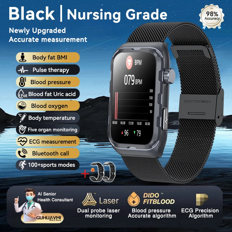 2025 For Xiaomi Nursing level Pulse therapy Health Smartwatch Men ECG+PPG Blood pressure lipid Uric acid Sports Smart Braceles