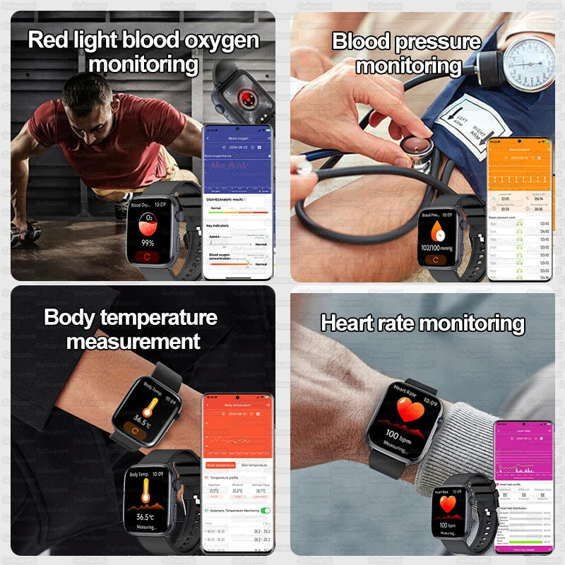 2025 New Blood Pressure AI Diagnosis Smart Watch Men Heart Rate Body temperature IP68 Waterproof NFC Smart Watch For HUAWEI  IOS