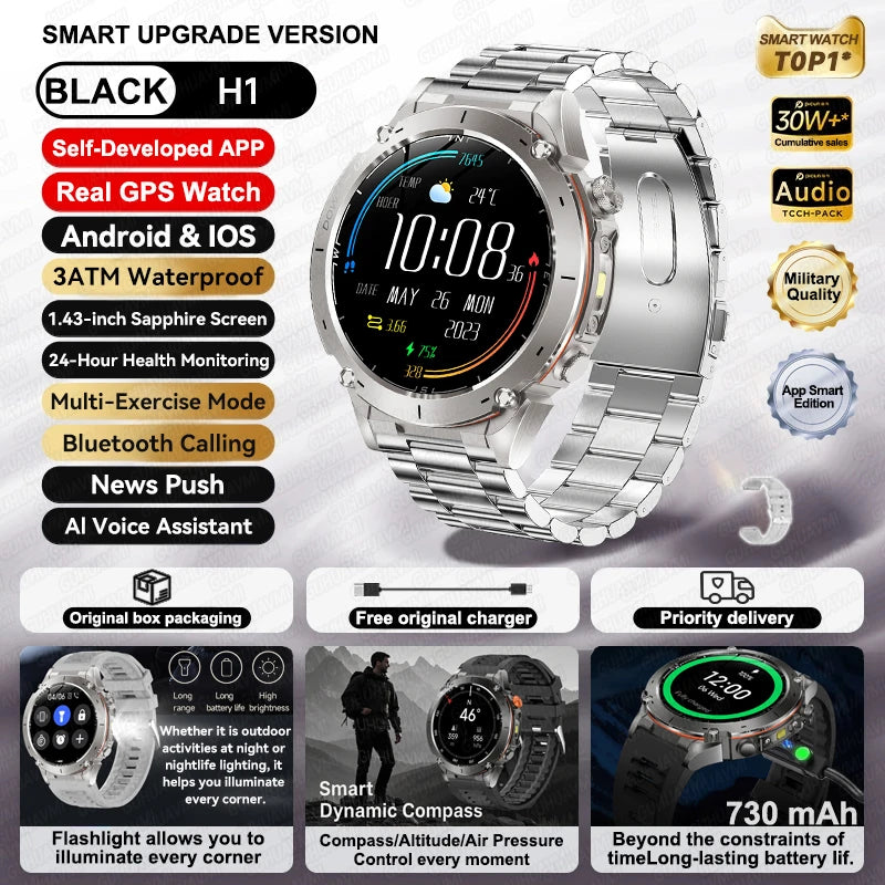 2025 New For Xiaomi IOS Ultra GPS Smart Watch 10ATM Waterproof Built-in Dual-band GNSS Compass Military Sport Men SWIM Bracelet