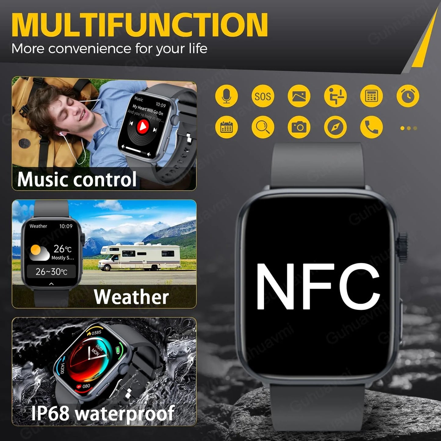 2025 New For Xiaomi AI Diagnosis NFC Smart Watches Men Blood Pressure Heart Rate IP68 Waterproof Health Track Smartwatches Women