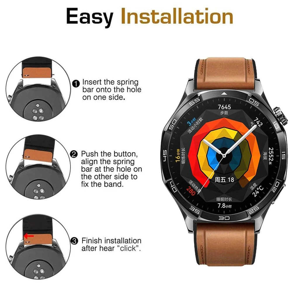22mm Leather Strap For Huawei Watch GT5 GT 5 Pro 46mm Smart Watch Band Huawei GT 4 3 2 GT4 GT3 Pro 46mm Women Man Watch Bracelet
