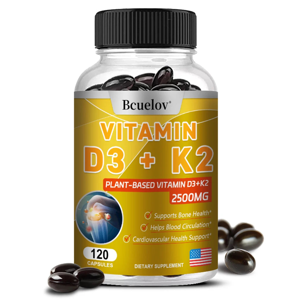 Vitamin D3 + K2 + B2 + B12, Vitamin Supplement for Immune, Heart, Joint, Dental & Bone Health - Easy to Absorb, 120 Capsules