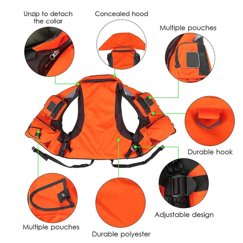 FX L-XXL Professional Life Jacket Vest Fishing Polyester Adult Safety Life Jacket Survival Life Vest Swimming Boating Drifting