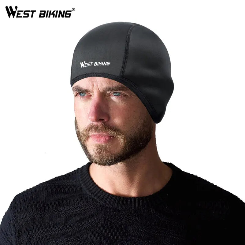 WEST BIKING Winter Cycling Cap Windproof Thermal Ski Helmet Liner Running Skiing Motorcycle Hat Men Women MTB Cycling Headwear