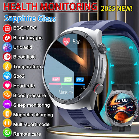 Health Grade Smart Watch Men ECG Air Pump Blood Pressure Blood oxygen ECG+PPG Bluetooth Call NFC SmartWatch For Men Women New