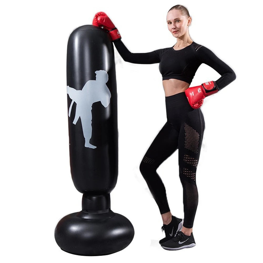 1pc KO Style Inflatable Boxing Sandbags Punching Bag 160cm/63inch Boxing Column Karate Taekwondo Training Props