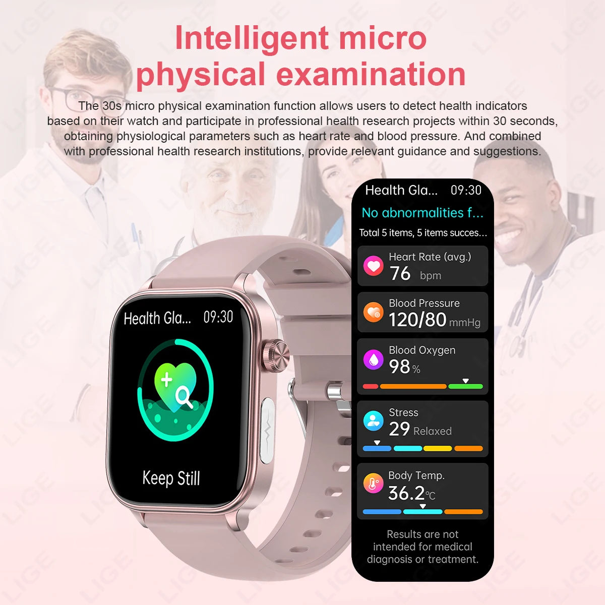 LIGE ECG+PPG Smart Watch Women Blood Lipid Uric Acid AI Diagnostic Detector Body Temperature Female Menstrual Health Tracker New