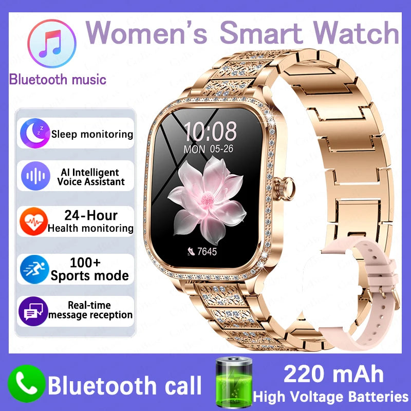 For Xiaomi Huawei New Women Smart Watch Heart Rate Blood Pressure Monitor Music Playback AI Voice Sports BT Calling SmartWatch