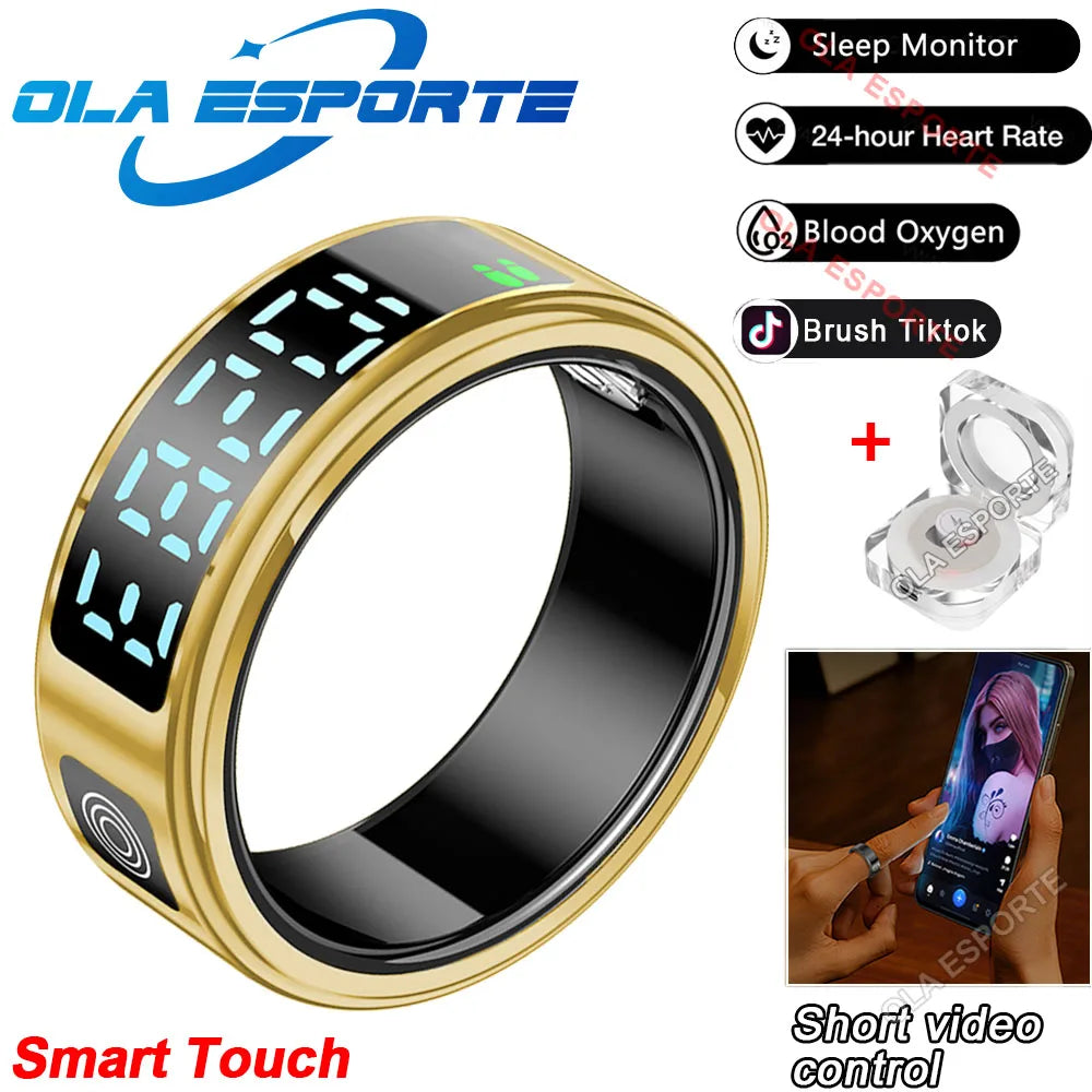 2025 Smart Ring Men Women LED Display Screen Bluetooth Heart Rate Blood Oxygen Monitoring Multi Sports Mode IP68 5ATM Waterproof