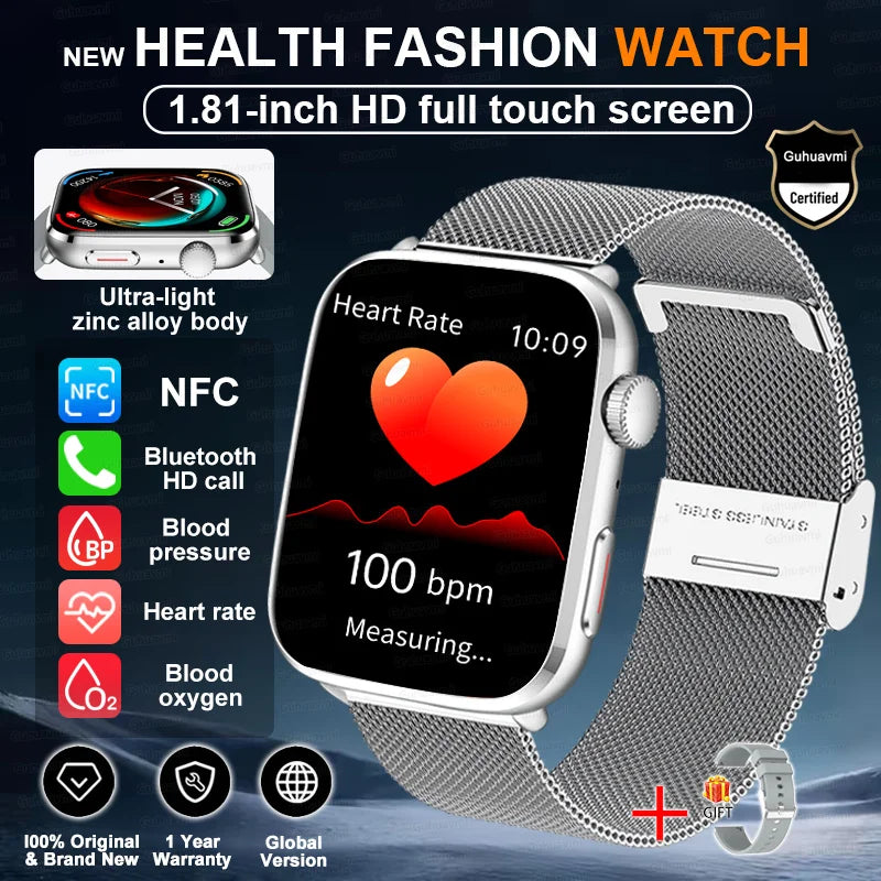 2025 New Blood Pressure AI Diagnosis Smart Watch Men Heart Rate Body temperature IP68 Waterproof NFC Smart Watch For HUAWEI  IOS