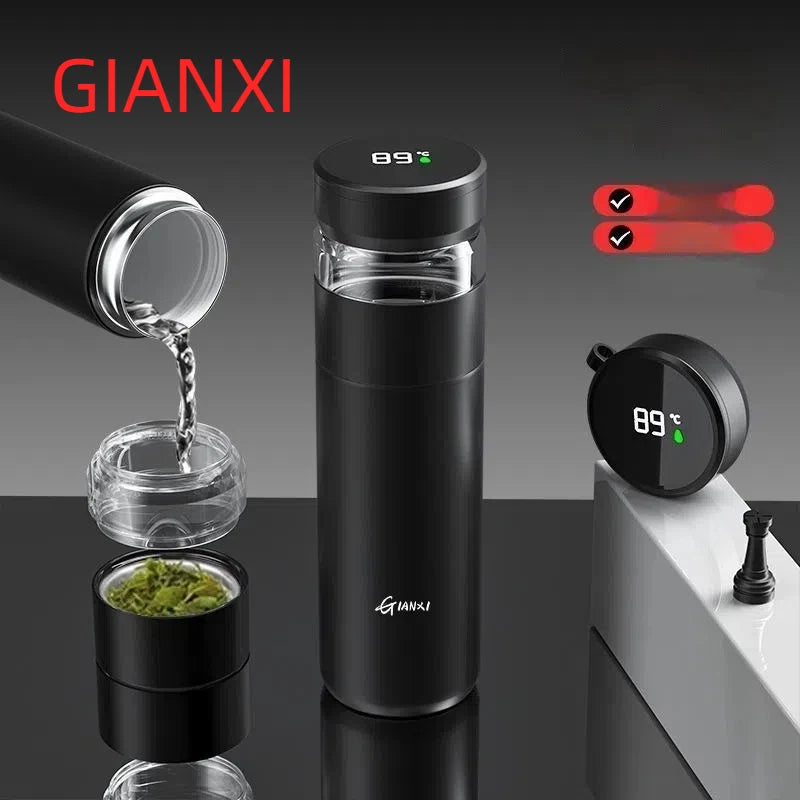 GIANXI Portable 500ML Black Water Bottle Home Stainless Steel Thermos Bottle Drink Items Vacuum Flasks Filterate Coffee Cup