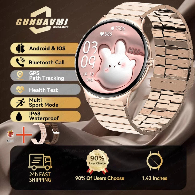 2025 New Smart Watch For Women Gift 1.43 Inch Full Touch Screen Sports Fitness Watches Bluetooth Calls Digital Smartwatch Ladies