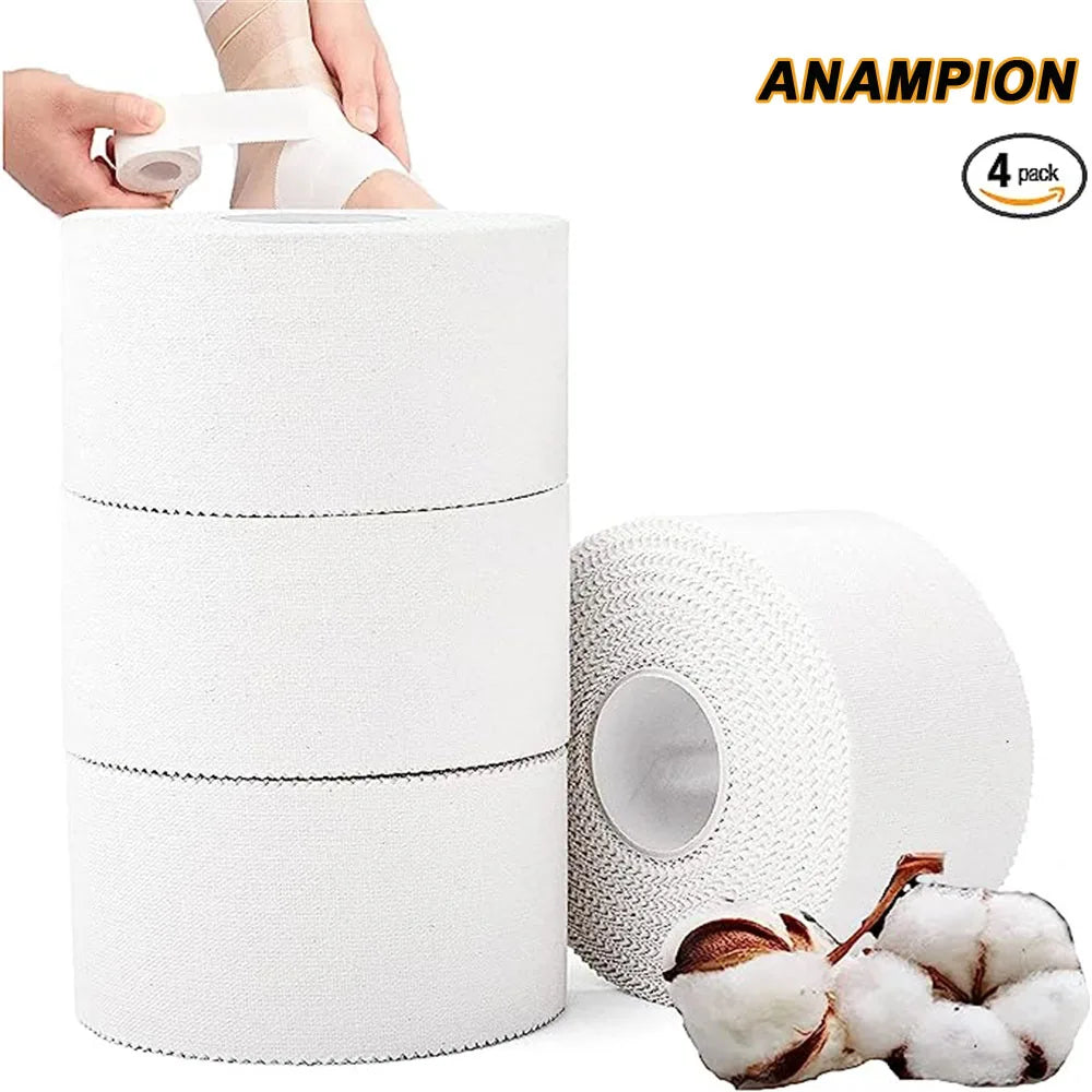 4pcs Boxing Adhesive Sport Tape Cotton White Tape First Aid Injury Wrap 3.8cm Elastic Adhesive Bandage Athletic Tape for Ankles
