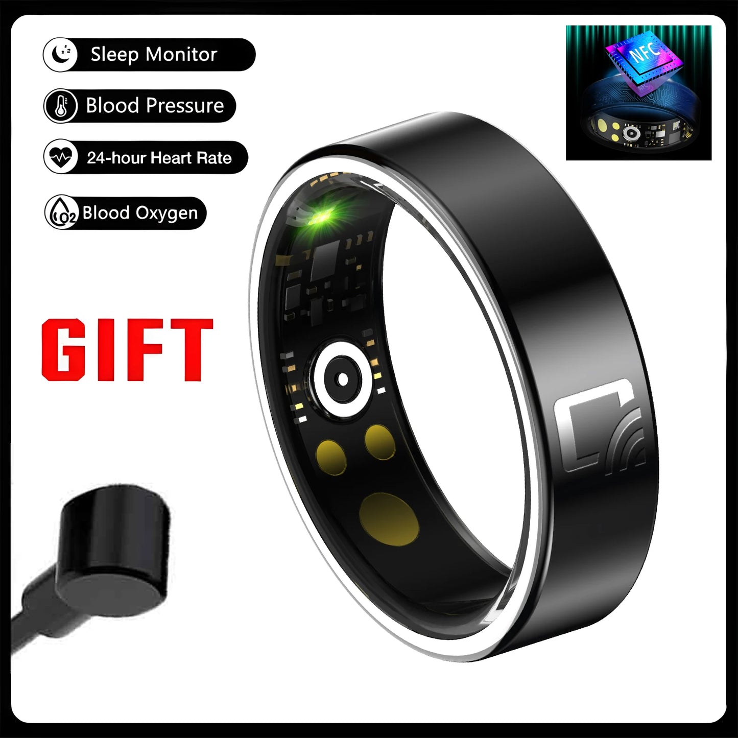 For Xiaomi NFC Smart Ring 2025 multi-sport 5ATM Waterproof Bluetooth health Heart Rate Blood Oxygen Sleep Monitor Men Women ring