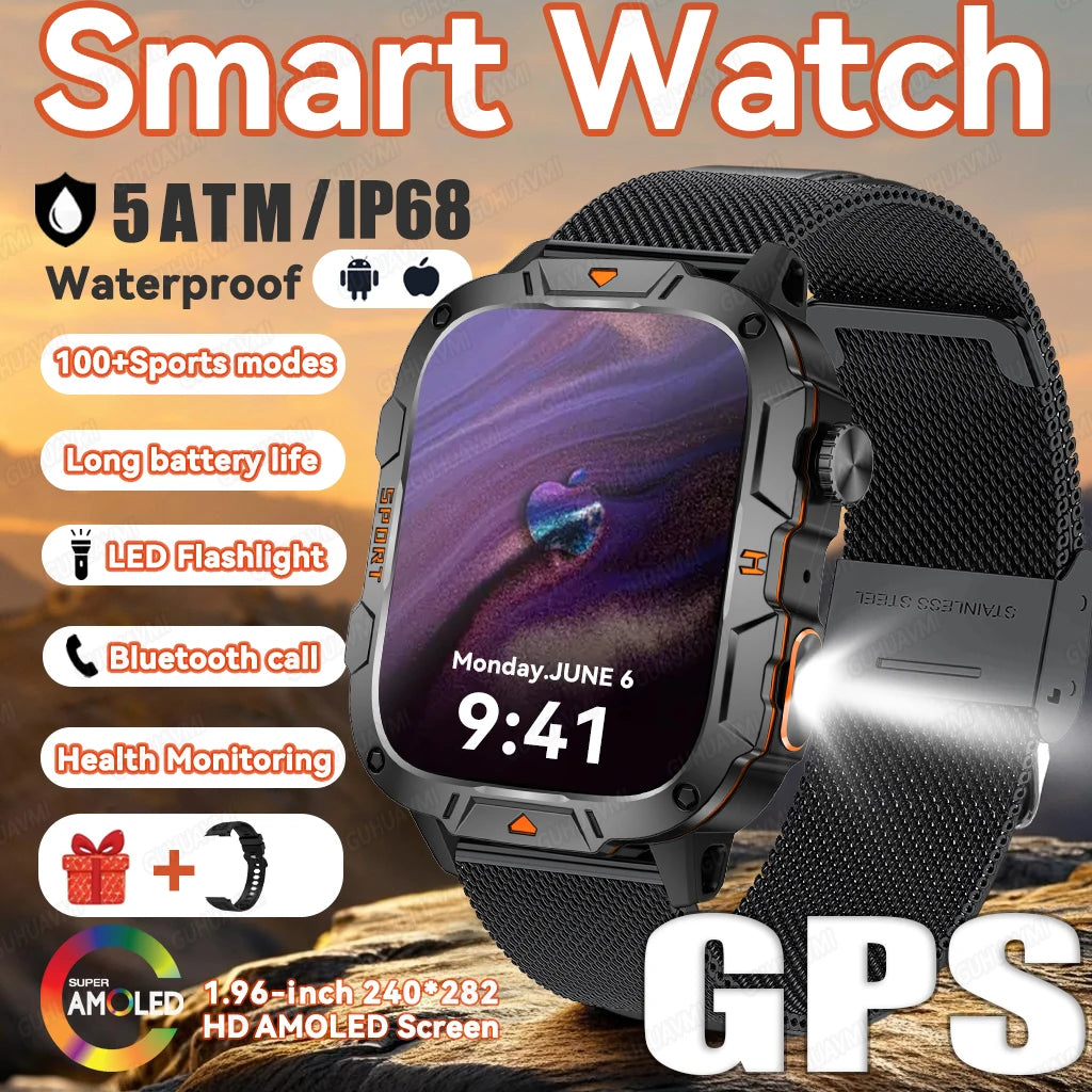 2025 For HUAWEI Ultimate Edition Military Quality GPS SmartWatch 5ATM 1.96'' HD AMOLED Heart Rate Bluetooth Call Man Smart Watch