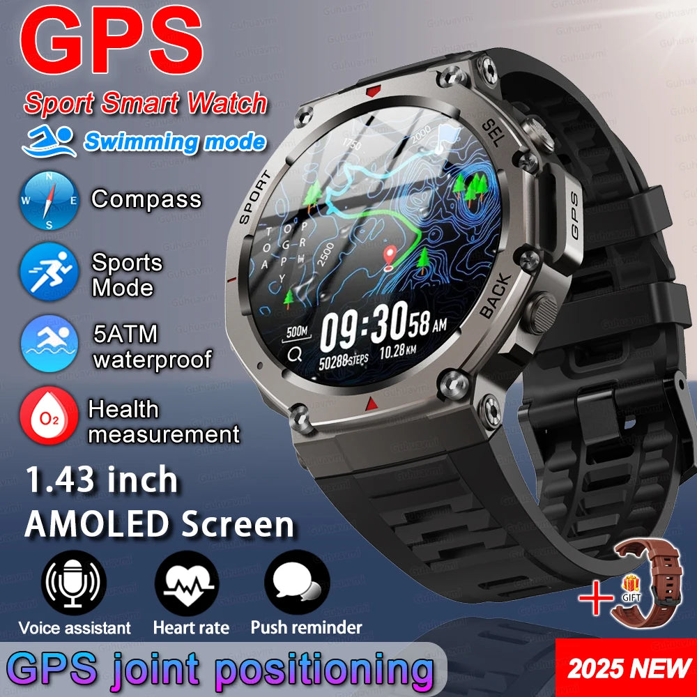 2025 New For Xiaomi T-Rex 3 Ultra GPS Smart Watch 5 ATM Waterproof Built-in Dual-band GNSS Compass Military Sport Smartwatch Men