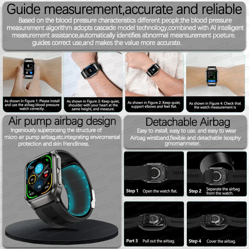 2025 AI Diagosis ECG Health Smart Watch Men Blood Pressure Lipid Uric Acid NFC Air Pump Airbag Health Smartwatches Women For IOS
